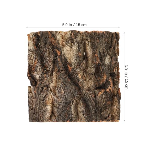 SOIMISS 5 Pcs Reptile Tank Background Cork Bark Sheets for Terrarium Tree Bark Decor Hide Log for Gecko Bearded Dragon Turtle and Lizard Enclosures 5.90 X 5.90 X 0.78 in