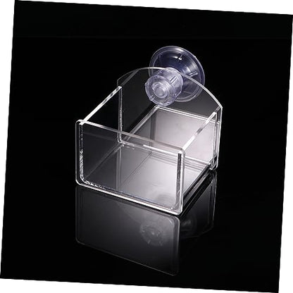 BESPORTBLE Suction Cup Reptile Feeder Water and Food Bowl Durable Transparent Feeding Container for Lizards Turtles and Geckos Space-Saving Design for Easy Installation and Cleaning