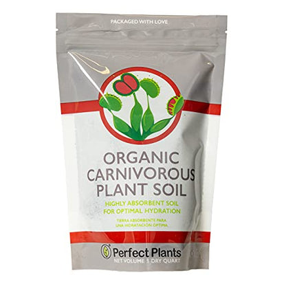 Perfect Plants Carnivorous Plant Soil | Organic Premium Mix | Use with Venus Fly Traps, Pitcher Plants, or Other Carnivorous Plants (1 qt.) - size: 1 qt.