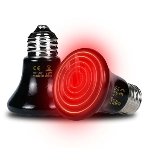 25W Reptile Heat Lamp(2-Pack) Ceramic Heat Emitter- Non-Light Emitting, 24/7 Safe Heating for Terrariums, Brooders & Incubators-Turtle Lizard Bearded Dragon Snake Small Pets E26 - size: 25 Watts