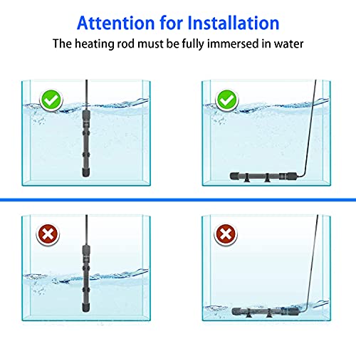 YOFOTHS Adjustable Mini Aquarium Heater 5-10 Gallons Submersible Small Fish Tank Heater 50W Digital Display Thermostat External Temperature Controller (50W) - size: 50W