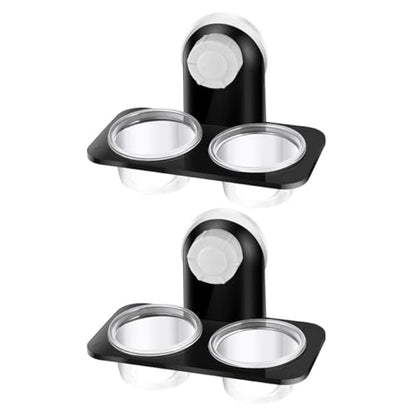 Healifty 2pcs Suction Cup Reptile Food Bowls and Water Dishes with Dual Compartments for Terrarium Feeding, Stable Lizard Water Basins Suitable for Geckos and Small Reptiles