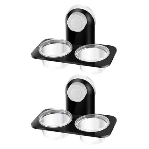 Healifty 2pcs Suction Cup Reptile Food Bowls and Water Dishes with Dual Compartments for Terrarium Feeding, Stable Lizard Water Basins Suitable for Geckos and Small Reptiles