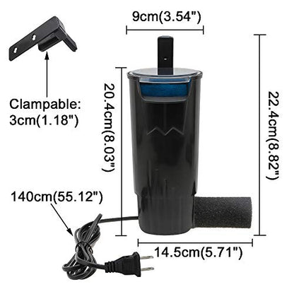 Senzeal Aquarium Turtle Filter Quiet Low Water Level Filter Pump 5W 400L/H Internal Fish Tank Filter for Fish Tank Turtle Tank