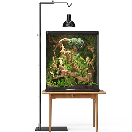 Reptile Heat Lamp Stand Adjustable 21"-62" – Metal Light Holder with Heavy Base for Bearded Dragon, Turtle, Snake, Lizard – Aquarium and Terrarium Heating Lamp Fixture - size: 62" Height