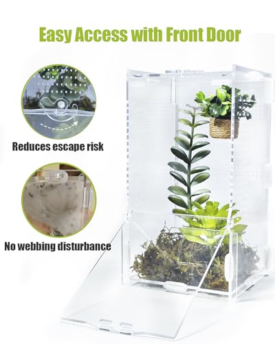 Jumping Spider Enclosure, Transparent Arboreal Tarantula Habitat, Praying Mantis Terrarium Critter Cage for Jumping Spider, Tarantula Slings, Mantis, Snail, Isopods, Beetles, Millipedes - size: Small