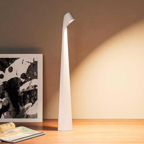 HAPYGI Portable Cordless LED Desk Lamp, Rechargeable Wireless Table Lamp, 3-Level Brightness, Patio & Bedside Night Light, Dining Room Ambient Reading Light (White) - color: White