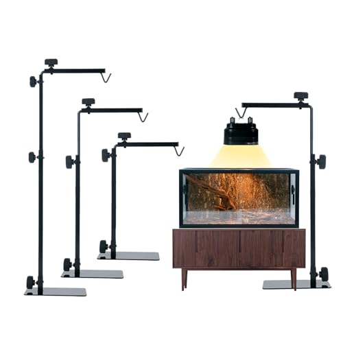16.6-31 inch Reptile Lamp Stand, Adjustable Domes Heat Lamp Metal Bracket Floor Light Holder for Reptile Terrarium Lighting Heating Light and Dome lampshade.