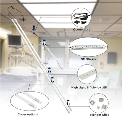 2Pack 4FT LED Retrofit Kits, 24W Magnetic retrofit kit, 5000K Daylight White, Super Bright 3600LM, No Dimmable, Recessed Fluorescent Replacement Light, Easy Install, Milky Cover - color: 4ft 2pack 5000k Milky