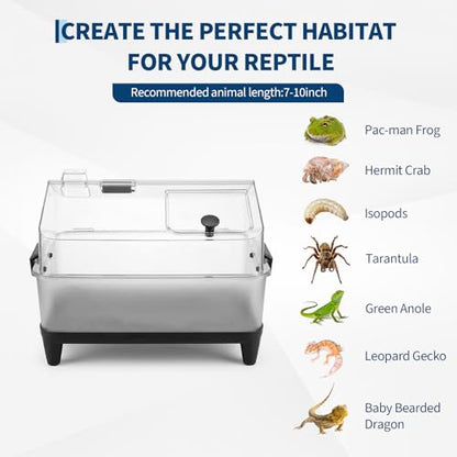 Garvee Reptile Tank Starter Kit, Reptile Terrarium with Lid, Heating Pad, Hygrometer, Bowl,Hide, Sand, Acrylic Small Reptile Habitat for Reptiles, Tarantula, Lizards, Frogs, Geckos or Hermit Crabs