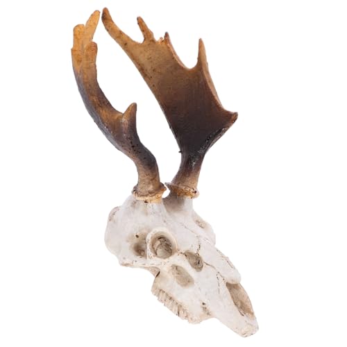 MERRYHAPY Reptile Skull Decor Resin Deer Skull Hideout Cave Safe Light Reptile Tank Decor
