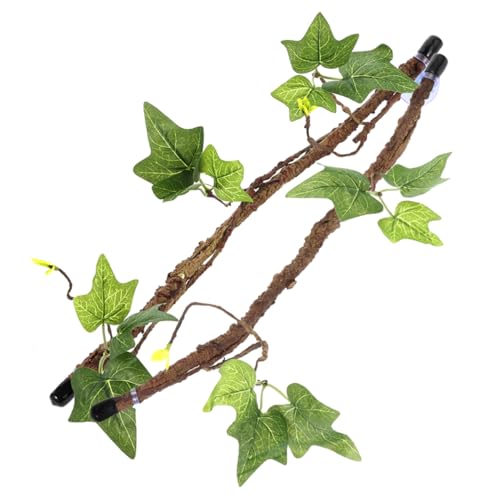 Totority 2 Pcs Reptile Climbing Branches Suction Cups Artificial Rattan Vines for Terrarium Decoration Sturdy Habitat Ornaments for Lizards Snakes and Geckos