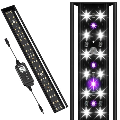 REPTITRIP 16-Inch LED UVB Reptile Light with Auto On/Off & Preset Day-Night Cycle Dimming, 4 UVI Modes Fixture Controller, 14W Aluminum UVA UVB Lamp for Bearded Dragons, Turtles & Snakes, 6500K - size: 16 INCH