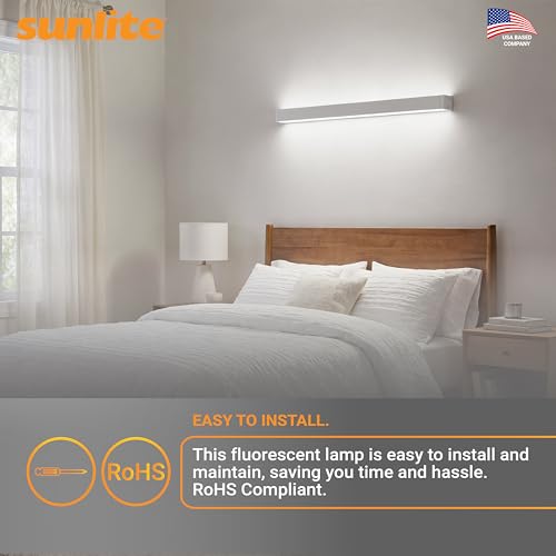 Sunlite 30440 F54T5/841/HO 4 Foot T5 Linear Fluorescent Lamp, 54 Watts, 5000 Lumens, 4100K Cool White, Miniature G5 Bi-Pin Base, ROHS Compliant, High Performance Straight Tube, 40 Pack - color: 4100k, style: 54 watts (45.80-Inch)