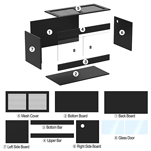 50 Gallon Reptile Enclosure, 36" x 18" x 18" Wooden Reptile Terrarium with Double Hinge Sliding Doors & Top Screen Ventilation, Better Heat Preservation, Suitable for Bearded Dragon Gecko Ball Python
