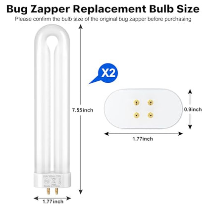GOOTOP Replacement Bulb for Zap T6 Pro, K15, T9, X3 Bug Zapper Outdoor, 15W, 4-Pin Base, U Shaped Twin Tube Bulb for Outdoor Mosquito Zapper,2 Pack - size: 2 pcs