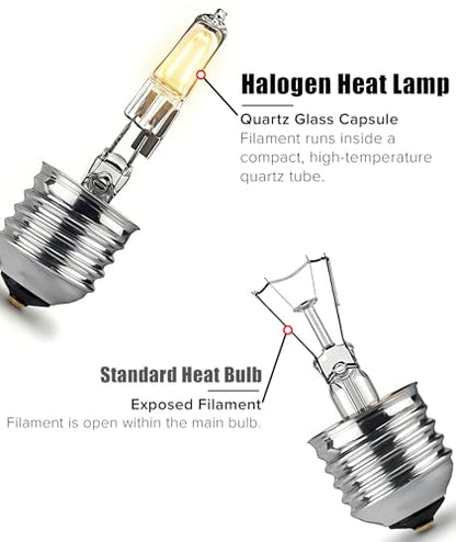 72W Halogen Heat Lamp for Reptiles - Professional Daylight Intense Basking Bulb, IR-A Deep Heat & Simulated Natural Sunlight, 2 Pack for Bearded Dragon, Turtle, Lizard, Snake, Gecko & Chicken