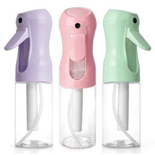 3Pcs Continuous Spray Bottles For Hair,Ultra Fine Mister for Hair Styling, Plants, Cleaning, Salon, Misting & Skin Care (200ML Green+Pink+Purple) - color: 200ML Green+Pink+Purple