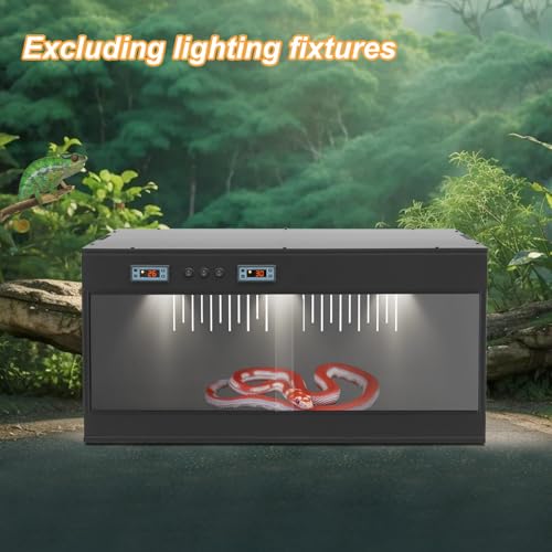 Large Reptile Terrarium with Lighting & LCD Screen PVC Reptile Enclosure with Glass Sliding Front Door & Intelligent Thermostat 32"x16"x16" Reptile Tank for Snake, Turtle & Lizard (Black) - color: Black
