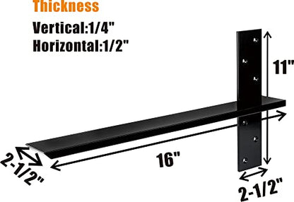 （2-Pack） Free Hanging T Shelf Bracket, Solid Heavy Duty Steel Knee Wall Hidden Granite Countertop Support Floating Bracket Hardware, Universal ,16 Inch , DIY Projects , Screws Included - size: 16