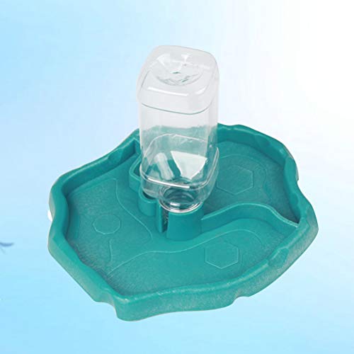POPETPOP Reptile Water Dispenser-Reptile Waterer Automatic Refilling Water Dispenser Tortoise Lizard Turtle Feeding Water Bowl with Bottle(Blue)