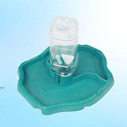 POPETPOP Reptile Water Dispenser-Reptile Waterer Automatic Refilling Water Dispenser Tortoise Lizard Turtle Feeding Water Bowl with Bottle(Blue)