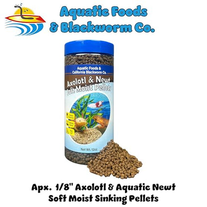 Axolotl Pellet Food 1/8" Soft Moist Sinking Pellets for Juvenile Axolotl Also Shrimp, Snails, Crayfish, Bottom Tropical Fish, Blackworm Pellets Included 12oz Canister - size: 12 Ounce (Pack of 1)