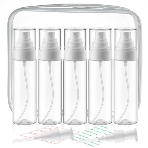 Cosywell 5 Pack Fine Mist Spray Bottles 3.5oz/105ml Leak Proof Misting Spray Bottle Refillable Plastic Hair Spray Bottle for Perfume Skincare Toners Water Cosmetics (Clear) - color: C-Transparent