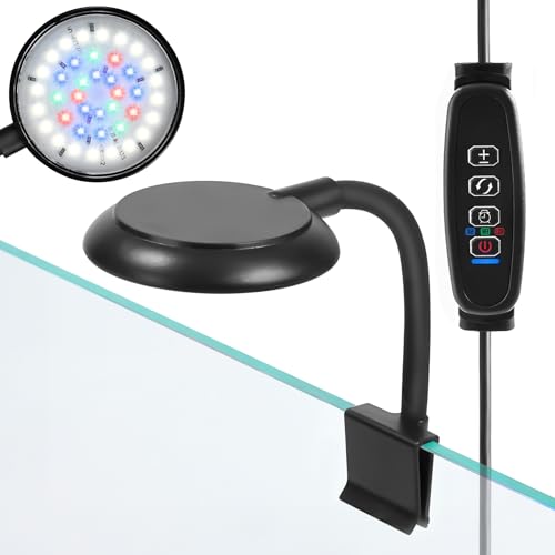 AQUANEAT Clip on Aquarium Light for up to 5 Gal Fish Tank, Auto On Off with Timer, Dimmable Small Fish Tank Light USB for Nano Tank (Large with Timer & Dimmer) - size: Large with Timer & Dimmer