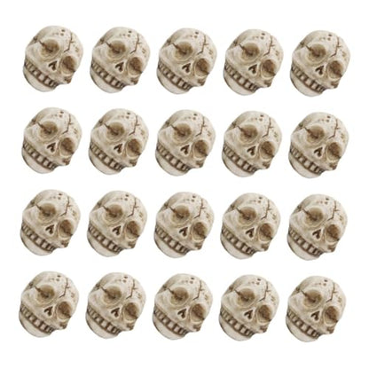 Ciieeo 20pcs Resin Skull Figurines for Garden and Fish Aquarium Decor, Outdoor Halloween Lawn Decorations, Miniature Skull Heads for Terrarium and Planter Accessories