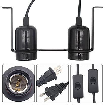 Dual Reptile Light Fixture Heat Lamps 2 in 1 E27 Base UVB Reptile Light Fixture Dome Heat Lighting Lamp Combo kit ffor reptiles, Bearded Dragon, lguana, Snake, Turtle Tank (Two lamp heads)