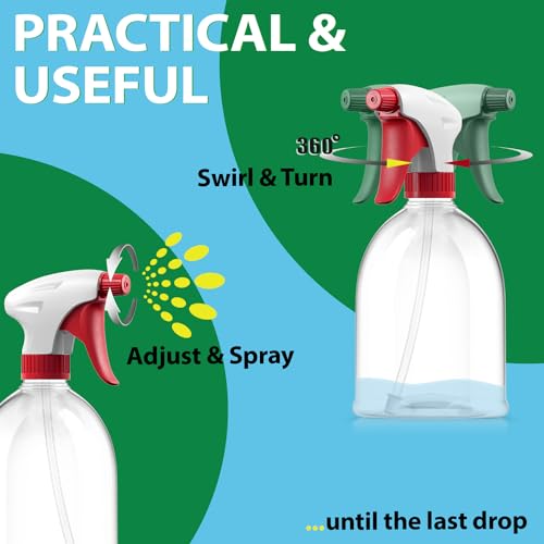Bar5F Spray Bottle - 2 Pack - Mist/Stream, 16 Oz Premium Empty Spray Bottles for Cleaning Solutions, 100% Leak-Proof, BPA-Free, Spray Bottle for Hair, Plants, Pet, Vinegar, BBQ, Rubbing Alcohol