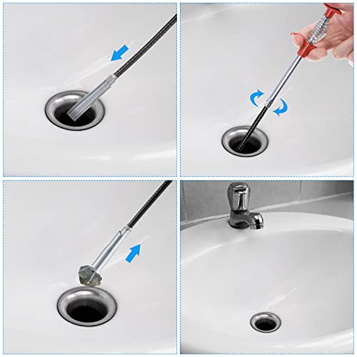 uxcell 3pcs 20 Inch Drain Hair Clog Remover Tool PP & 63 Inch Drain Cleaner Tool Sticks Stainless Steel Sewer Cleaning Hook Unclog Sink Unclogger for Toilet Bathtub Sewer, Light Green - color: Light Green, size: 63 Inch