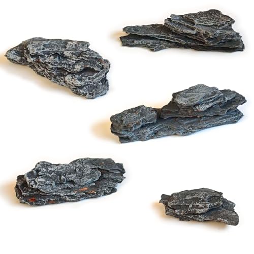 Kai Dream Miniature Stones for Terrarium - Tree Bark Diorama Rocks for Miniature Terrain Display - Lightweight Reptile Habitat Decor - NOT for Aquarium Underwater Use - 24Pcs Slate Stone (1-2 inch)“ - style: 24P Wooden Slate Rocks