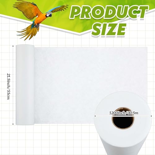 Drydiet 100 ft x 11 Inch Bird Cage Liner Disposable Cages Cushion Pad Mat Precut Absorbent Bird Cage Paper Large Parakeet Cage Liners Accessories for Pet Animal Bird Parrot (White) - size: 100 ft x 11 Inch