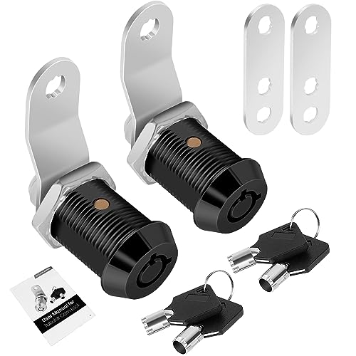 2 Pack Cabinet Lock with Keys, 7/8" RV Storage Locks Keyed Alike, RV Locks for Storage Door, Camper Cabinet Door Toolbox Lock Mailbox RV Cam Locks with Manual (Black -2 Pack, 7/8 Inch)… - color: Black -2 Pack, size: 7/8 Inch