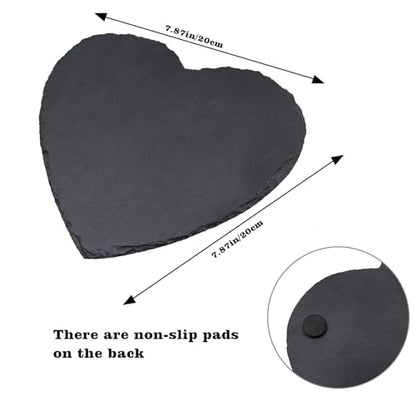 Reptile Basking Platform, 7.9 × 7.9 inch Tortoise Rock Plate, Heart Shape Natural Rock Reptile Food Dish, Turtle Feeding Bowl, Habitat Decor for Bearded Dragon Chameleon Frog Lizard Gecko Hermit Crab - size: S- 8 × 8 inch