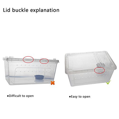 OMEM Portable Reptile Terrarium Habitat for Mini Pet Houses Breathable Holes Stackable Container (2PCS-L) - size: 2PCS-Clear-L