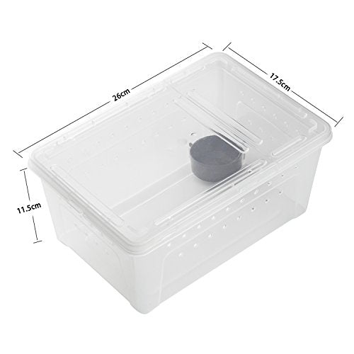 OMEM Portable Reptile Terrarium Habitat for Mini Pet Houses Breathable Holes Stackable Container (M) - size: 1PCS-Clear-M