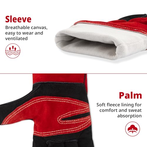 vclpower Animal Handling Gloves Size M Fit for Women & Small Hands Bite Proof Double Leather Reinforced Padding Dog,Cat Scratch,Bird Handling Falconry Gloves Grabbing Reptile Squirrel Snake Bite 16in | Size M Fit for Women & Small Hands - size: M