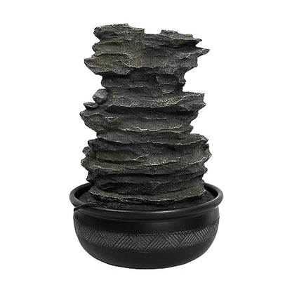 15.7" High Rock Cascading Tabletop Fountain, Zen Meditation Indoor Waterfall Feature with LED Light for Home Office Bedroom Relaxation - color: 15.7"