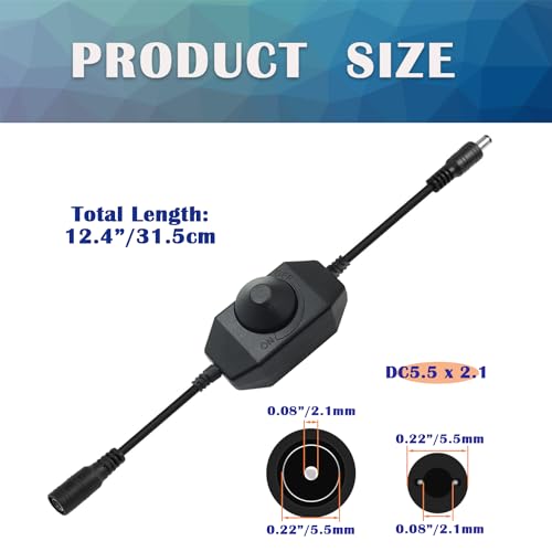 3PCS LED Strip Light Dimmer Switch Cable DC12V-24V LED Tape PWM Rotary Dimmer Controller for LED String Lights - color: 3PCS Dimmer Switch