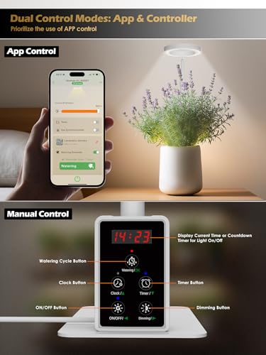Smart Grow Lights for Indoor Plants, Plant Light with Auto-Timer, Full Spectrum LED Grow Light, Adjustable Height & Stepless Dimming,Plant Assistant Suitable for Most Plants (White-2) - color: White-2