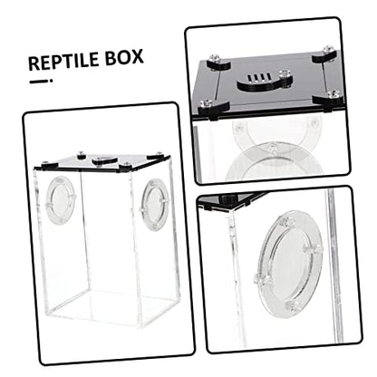 Toyvian Transparent Reptile Box Acrylic Lizard Tank Portable Breeding Container Lightweight Terrarium for Gecko Chameleon Spider Scorpion Pet Habitat with Full View and Spacious Design