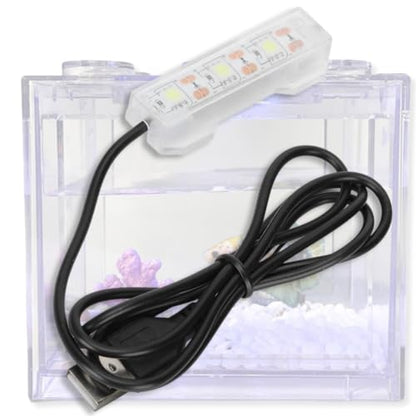 HuGuWdy Small Fish Tank Light,LED Aquarium Light 0.6W 5V 2.4x0.8 Inch 1m USB Cable with Double Sided Tape, Small Aquarium Light Fish Tank Lamp for Small Aquarium or Office Desk Fish Tank