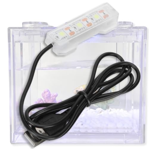 HuGuWdy Small Fish Tank Light,LED Aquarium Light 0.6W 5V 2.4x0.8 Inch 1m USB Cable with Double Sided Tape, Small Aquarium Light Fish Tank Lamp for Small Aquarium or Office Desk Fish Tank