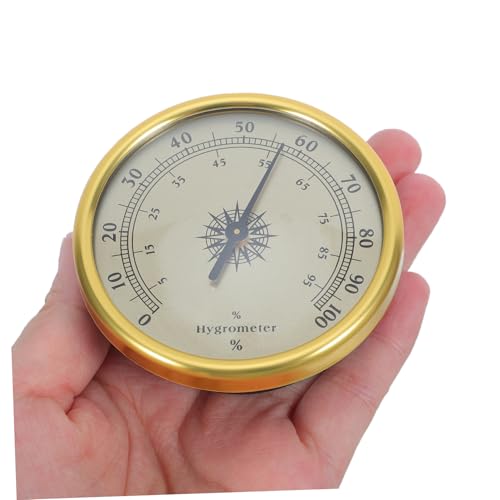 Abaodam Analog Hygrometer Humidity Gauge 72mm Gold Round Mechanical 2% rh Resolution Accuracy Class 2.5 Indoor Reptile Terrarium Display