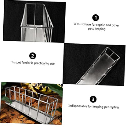 Happyyami Stainless Steel Reptile Feeding Dish for Tortoise Lizard and Gecko Food Holder Water Bowl for Pet Care Rust-Resistant Design for Long-Term Use