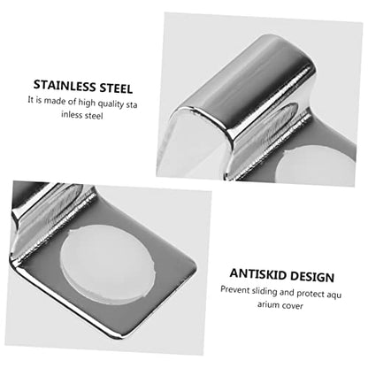 Stainless Steel Fish Tank Cover Brackets 4Pcs Aquarium Lid Clips Secure Support for 5mm Glass Aquarium Lid Fish Tank Accessories
