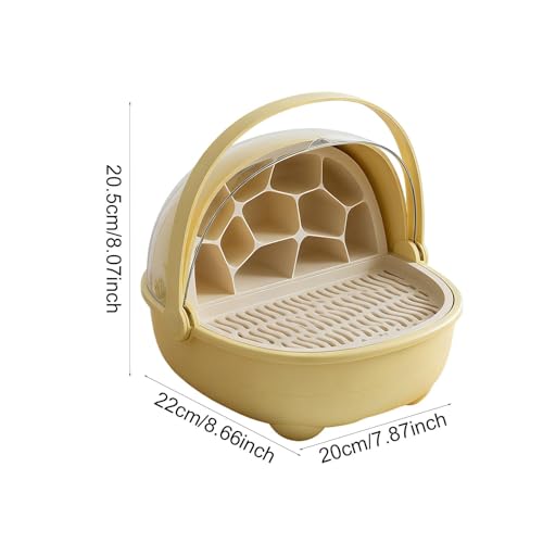 Silkworm Breeding Box Transparent Small Animal Feeding Container Removable Habitat Cage Portable Reptile Carrier with PP Material for Turtle Frog Snak, Yellow - color: Yellow